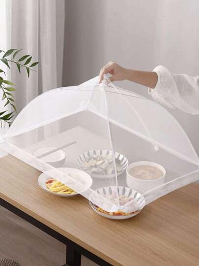 1pc White Food Cover For Dining Table, Foldable Anti-Fly Meal Covers Kitchen Outdoor Umbrella-Shaped Dustproof Mesh Net,17"X17" Food Tents Food Covers For Outdoors,Pop-Up Mesh Food Covers Nets For Outside,Screen Tents,Parties Picnics, BBQ,Reusable And Collapsible