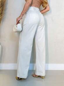 Women Pants - 米色 - 查看 2