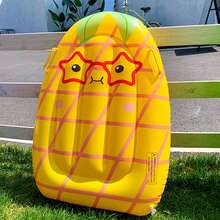 Bodyboard Inflatable Swimming Aid, Inflatable Surfboard Bodyboard, Portable Bodyboard With Handles, Surfboard Inflatable Swimming Board Children With Handles, Fruit Surfboard, Summer Pool Beach Float Board - Yellow - View 4