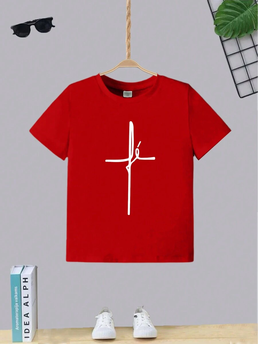 Camiseta Infantil Juvenil Teen Estampa Fé Faith T-shirt Moda Algodão Gola Redonda