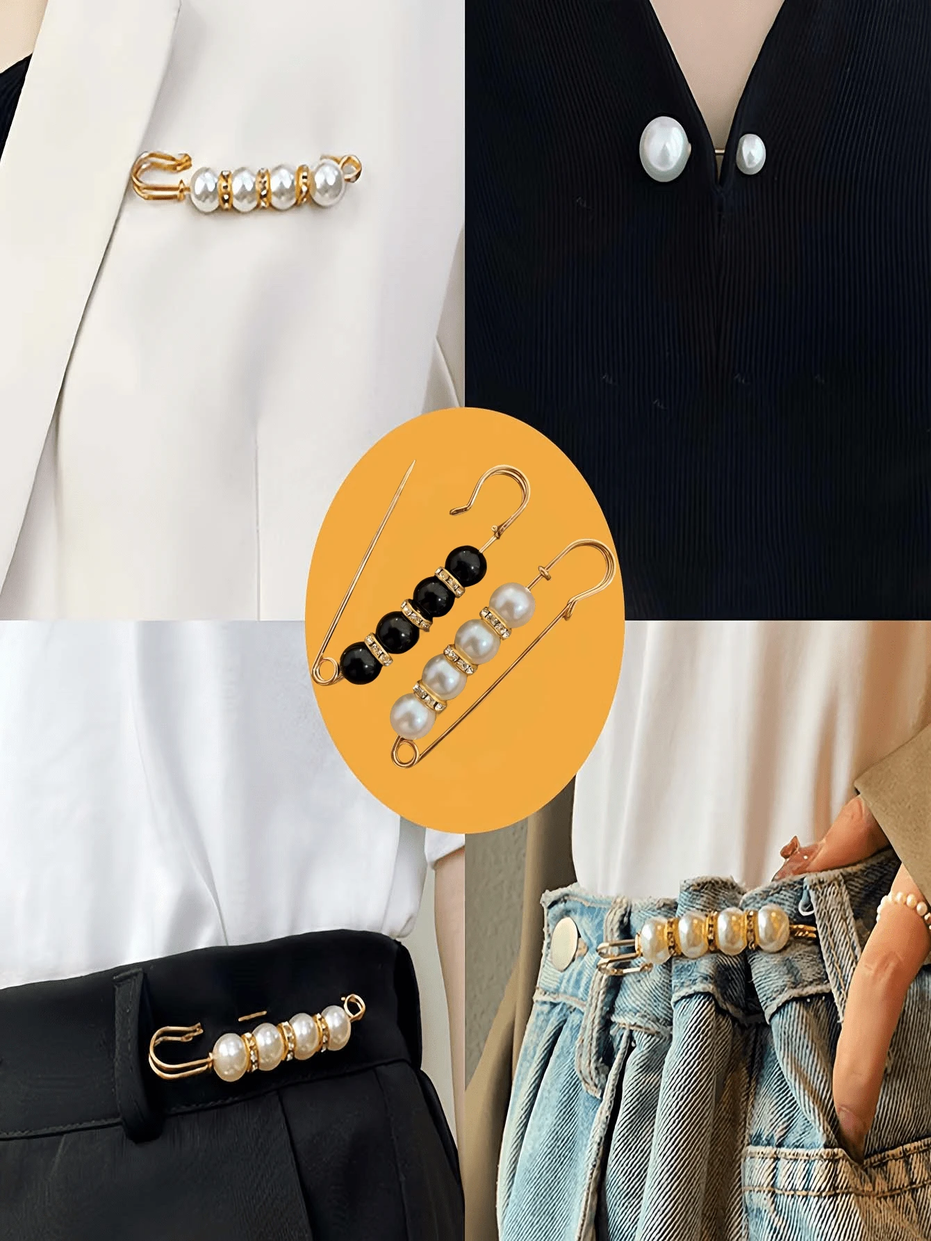 4pcs 2024 Phong cách mới Eo Kẹp Đối với Quần Với Trang trí ngọc trai - Tuyệt vời Đối với Đôi ngực Áo sơ mi Và Ngăn ngừa - Nhiều màu - Xem 1