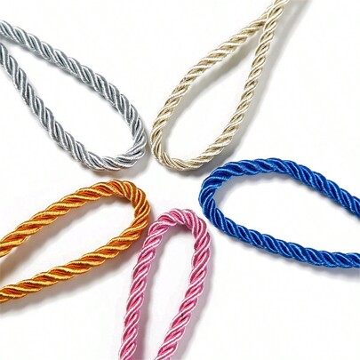 حبل بولي بروبلين 3 أشرطة بطول 5 ياردات وقطر 6 ملم لإكسسوارات تزيين المنزل والحرف اليدوية وتزيين المنسوجات المنزلية