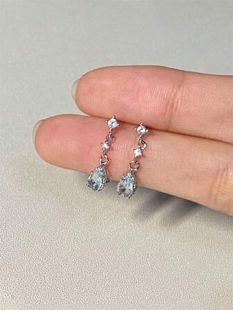 CHOSHILAR 1 par Enkel Japanska Och Koreanska Stil Utsökt Blå Vattendroppe & Kubik Zirkonium Hänge Örhängen , Kvinnors Smycke Presenter För Födelsedag , Party , Festival , Mamma