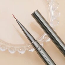 1支哥特式枪黑色电镀美甲线笔，金属手柄，超细笔尖，适用于绘制花朵和美甲图案。 - 黑色 - 查看 4