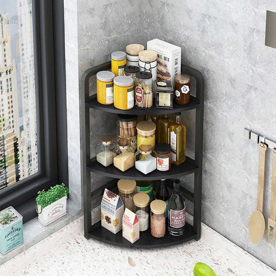 Kitchen Countertop Corner Storage Rack, 3Tier Triangular Spice