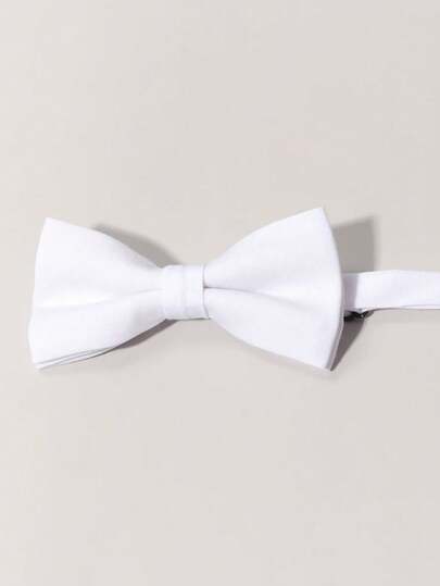 1pc Men's Fashion Solid White Double-Layer Encryption Bow Tie, Suitable For Business, School Activities Casual Men Necktie