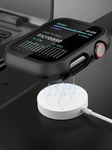 2pcs Black & Silver PC + Tempered Glass Integrated Watch Case, Anti-Drop Stylish Casual Protective Cover, Compatible With Apple Watch Series Ultra/SE/11/10/9/8/7/6/5/4/3/2/1, 38/40/41/42/44/45/46/49mm, Smart Watch Accessory