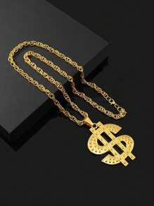 1 件朋克风格夸张设计奢华美元符号吊坠，派对和日常佩戴的必备配饰