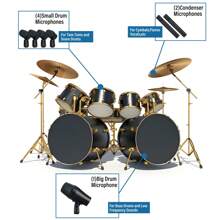 Mic Drum Set Mic Drum Kit DI7 Metal Drum Microphone Kit 7pcs Microphone Instrument Used In Singing Recording Studio - Black - View 7