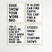 4pcs Math Classroom Decor Bundle Poster, Funny Math Poster Set, Algebra, Geometry, Math Teacher Gift, Classroom Door Sign, Funny Middle School Wall Art, English Class Poster, Male Teacher Desk Decor,Frameless - Apricot - View 1