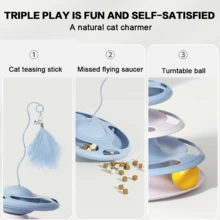 Pet Flying Saucer Cat Turntable Toy, Cat Play Disk, Interactive Feeding Turmtable With Snack Leakage Design - Multicolor - View 5