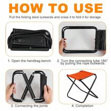1pc Camping Stool, Portable Folding Chair Stool, Suitable For Camping, Fishing, Hiking, Gardening And Beach - Orange - View 3
