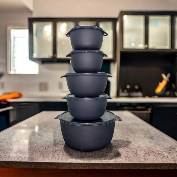 Kit 5 Potes Cozinha Multiuso Plastico Bowl Livre Bpa Bowls Empilhaveis Armazenar Alimentos