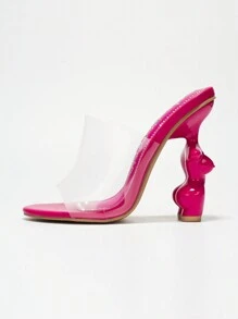 Women's Clear Shaped Body Slip On Heels - Single Round Toe Clear High Heel For Casual - 粉色 - 查看 5