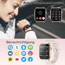 FORCHAIN Smartwatch,Fitness Tracker Uhr für Damen Herren mit Telefonfunktion Smartwatch (5 cm/1.96 Zoll Full-Touch Zoll) IP67 Wasserdicht Fitness Uhr, 4 Austauschbare Armbänder, Fitness Tracker mit Schrittzähler, Pulsmesser, Frauengesundheit,Schlaftracking, Kalorienverbrauch - Gold - Übersicht 4