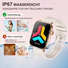 FORCHAIN Smartwatch,Fitness Tracker Uhr für Damen Herren mit Telefonfunktion Smartwatch (5 cm/1.96 Zoll Full-Touch Zoll) IP67 Wasserdicht Fitness Uhr, 4 Austauschbare Armbänder, Fitness Tracker mit Schrittzähler, Pulsmesser, Frauengesundheit,Schlaftracking, Kalorienverbrauch - Gold - Übersicht 6