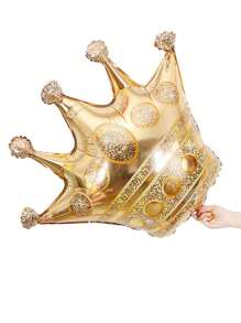 8pcs Large Crown Shaped Balloon Kit, 12 Inches Gold Metallic Foil Crown Balloon And Sparkly Transparent Latex Balloon, Perfect For Wedding/Birthday Party Decoration