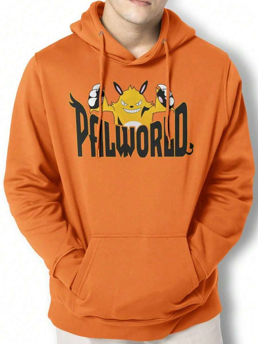 Men Hoodies - 橘色 - 查看 1