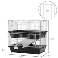 PawHut 2-Tier Mouse Cage, Ferret Cage W/ Dish And Bottle, Ramp, 2 Doors