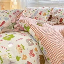 1入組花卉印花單人被套,柔軟舒適,機洗不褪色 - 番茄塗鴉 - 查看 7