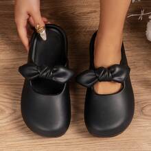 女士塑料扁平涼鞋,柔軟鞋底,透氣中空設計,防滑厚底,可愛家居室內鞋 - 黑色 - 查看 4