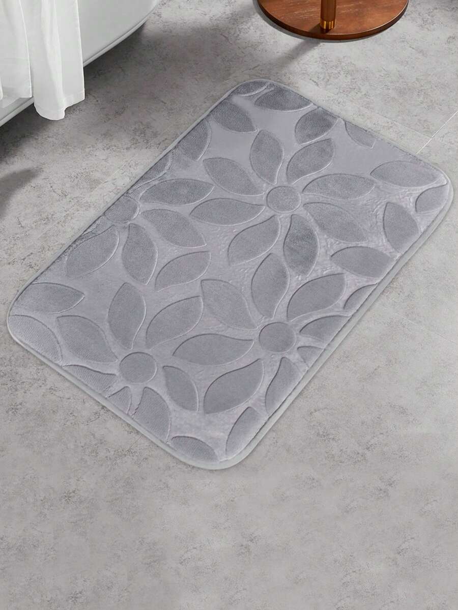 YIMEIS 1 Miếng Flannel Hình hoa hướng dương Dập nổi Thảm trải sàn , Phong cách Với Mềm mại & Thoải mái Hấp thụ nước & Chống trượt Tính năng , Thích hợp Đối với Phòng - Xám - Xem 1