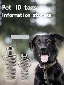 1入防丟寵物身份證標籤,時尚狗和貓身份證標籤- 包括圓形吊飾- 地址管- 快速和安全的寵物信息管理。 - 銀色 - 查看 3