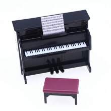 10pcs/Set Dollhouse Miniature Music Instruments Set, Including Violin, Guitar, Piano, Miniature Ornament Furniture For Music Room - Black - View 3