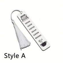 1 Dấu Trang Quà Tặng Đọc Sách Vui Nhộn Bằng Thép Không Gỉ Có Tua Rua, Dành Cho Những Người Đam Mê Sách, Những Người Đam Mê Cà Phê, Quà Tặng Câu Lạc Bộ Sách, Dành Cho Phụ Nữ, Nam Giới, Những Người Bạn Thân Nhất, Giáo Viên, Quà Tặng Sinh Nhật Để Tặng Cho Con Gái Và Con Trai Tôi - Bạc - Xem 3