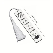 1 Dấu Trang Quà Tặng Đọc Sách Vui Nhộn Bằng Thép Không Gỉ Có Tua Rua, Dành Cho Những Người Đam Mê Sách, Những Người Đam Mê Cà Phê, Quà Tặng Câu Lạc Bộ Sách, Dành Cho Phụ Nữ, Nam Giới, Những Người Bạn Thân Nhất, Giáo Viên, Quà Tặng Sinh Nhật Để Tặng Cho Con Gái Và Con Trai Tôi - Bạc - Xem 2