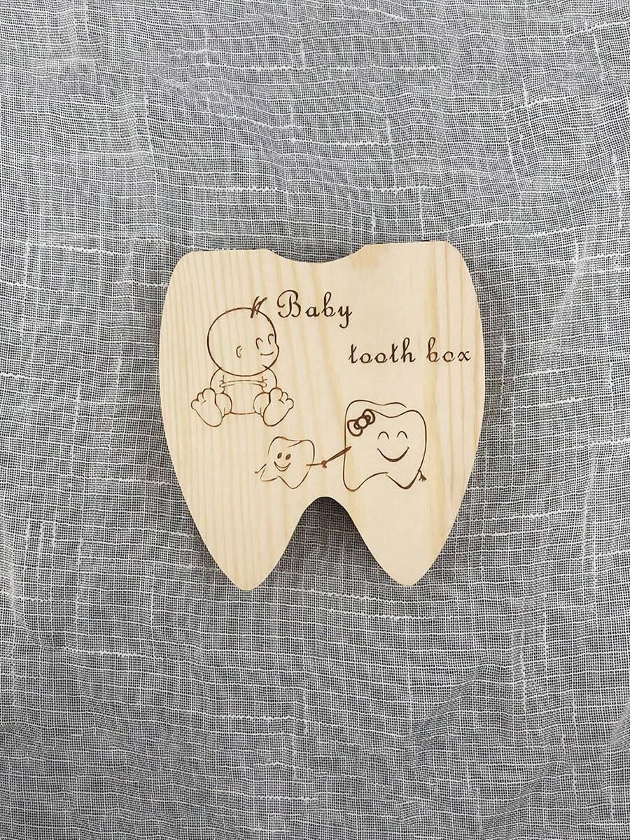 1pc Baby Boy Wooden Keepsake Box With English Alphabet Design, Storage