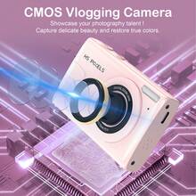 KOMERY Digital Camera,4K Camera For Photography,64MP MP3 Player Vlogging Camera,2.8" IPS Screen,Auto Focus,18X Zoom,10 Filters,Point And Shoot Digital Cameras - Pink - View 3