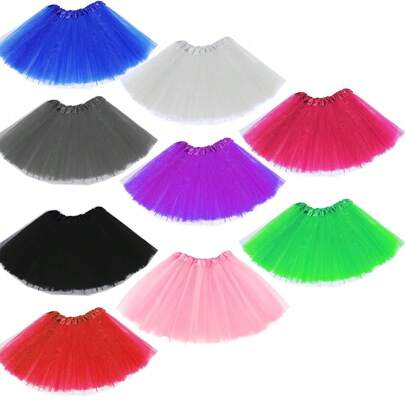 Saia de tule (1 peça, 3 peças ou 5 peças), tule neon estilo anos 80 para mulheres, tule de 3 camadas, saia de balé volumosa para ocasiões casuais e apresentações de palco, saia para festas e festivais. Acessórios para o Dia dos Namorados.