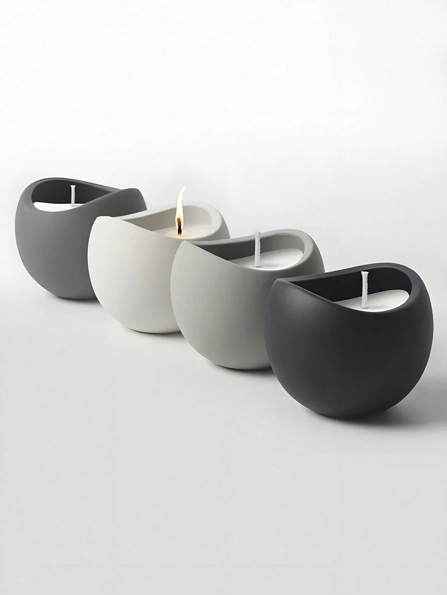 用于制作蛋壳形烛台、储物盒、多肉植物花盆、混凝土、石膏、树脂工艺品、家居装饰的 DIY 硅胶模具 - 白色矽膠模具 - 查看 1