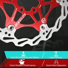 1 Pc 160mm Rojo Bucklos Disco De Freno De Bicicleta Flotante De 160mm, Frenos De Disco De Rotor Para Bicicleta De Montaña, Rotor De Ciclismo De Alta Resistencia - Rojo - Ver 2