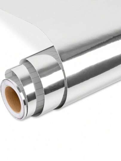 1 卷全息乙烯基，镀铬银色永久乙烯基片材（用于 DIY），金属镀铬粘合乙烯基（用于轮廓、装饰贴纸、家居装饰）