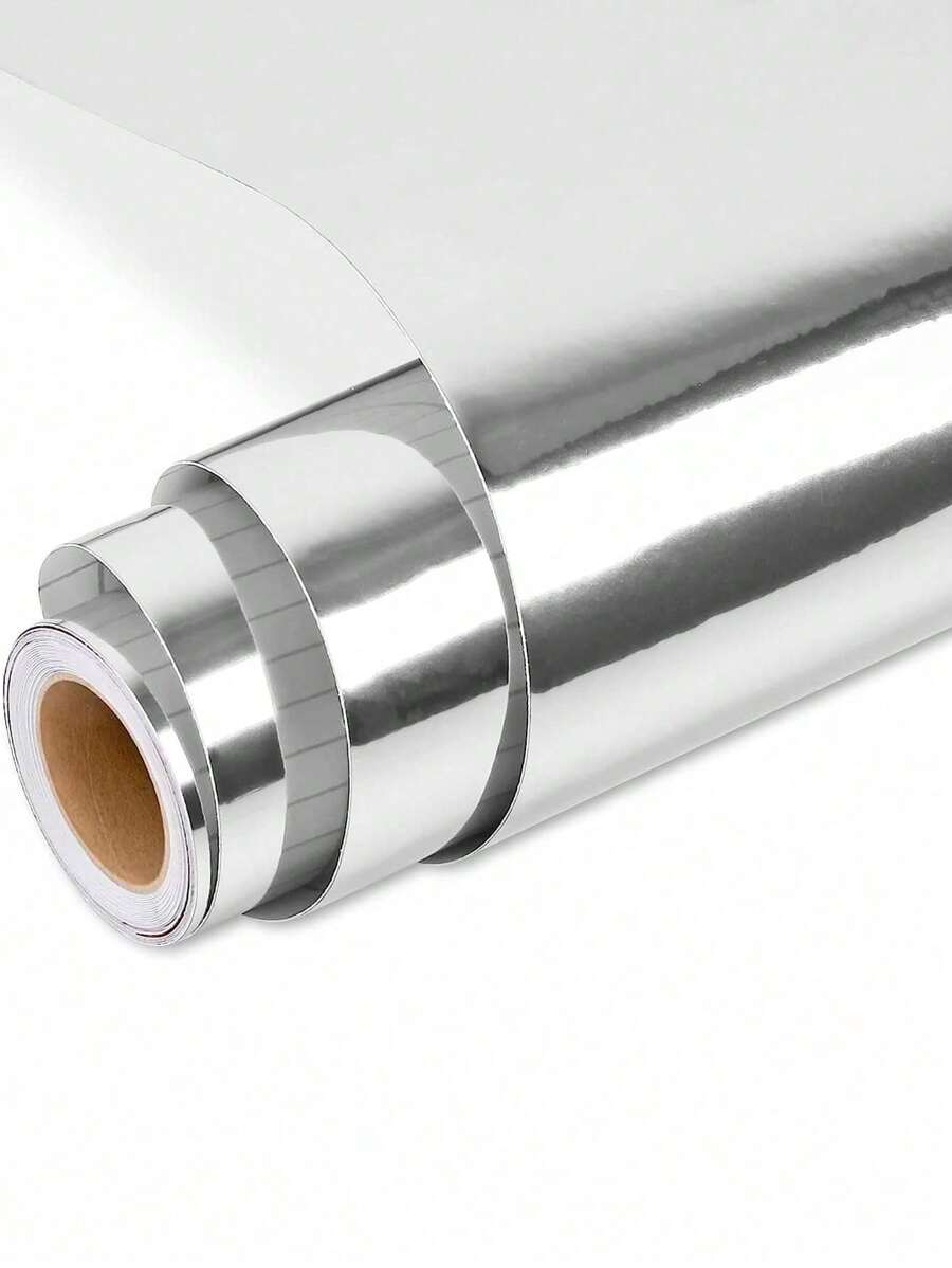1 卷全息乙烯基，镀铬银色永久乙烯基片材（用于 DIY），金属镀铬粘合乙烯基（用于轮廓、装饰贴纸、家居装饰）