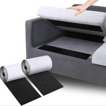 2 Rolls Couch Cushion Grip Tape Keep Couch Cushions From Sliding - Non Slip Cushion Pads, Heavy Duty Strips With Adhesive For Fabric, Outdoor Patio Cushions, Hook And Loop Anti Slip - 黑色 - 查看 1