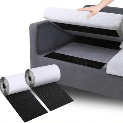 2 Rolls Couch Cushion Grip Tape Keep Couch Cushions From Sliding - Non Slip Cushion Pads, Heavy Duty Strips With Adhesive For Fabric, Outdoor Patio Cushions, Hook And Loop Anti Slip