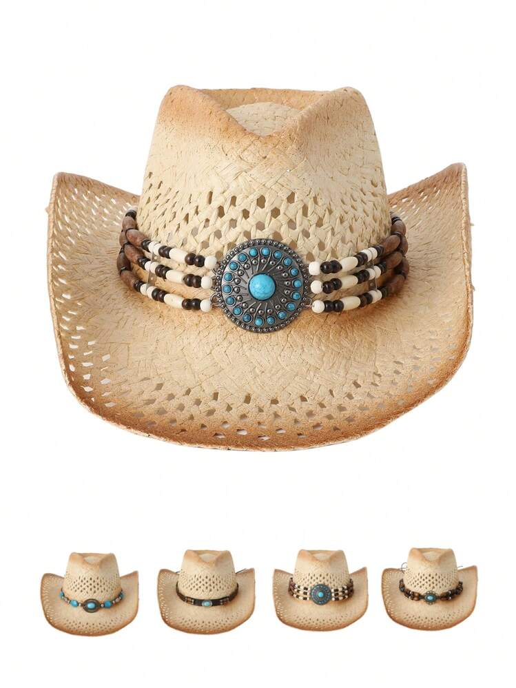 Cappello Da Cowboy Western In Feltro Unisex - Fedora Classico Con Tesa Arrotolabile E Fibbia Toro, Colore Marrone, Taglia M (56-58 Cm)