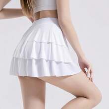 Falda Amplia a Capas Tipo Campana De Talle Alto - Blanco - Ver 2