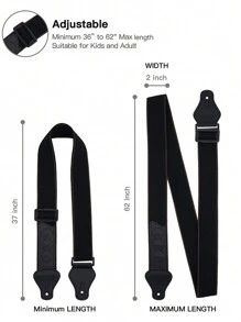 Cinta De Guitarra , Suave Guitarra Alças Com 3 , Alça Botão Adaptador , 1 Par Alça E 5 Palhetas Set Para Guitarra - Preto - Visão 4