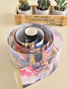 1 Miếng Mịn màng Thú cưng Chất liệu Đẹp Hiện đại Phong cảnh Creative Trang trí Băng washi Hình dán Đối với Tạp chí - Màu Hồng Tươi - Xem 6