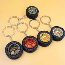 創意輪胎車輪裝飾鑰匙扣1個 - 銀色 - 查看 6