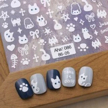 Halloween Sparkly Cartoon Cat Nail Art Stickers: Self-Adhesive, Resin Material, Perfectly Hygienic, Disposable, Ideal For Young Girls And Women's Diy Nail Art