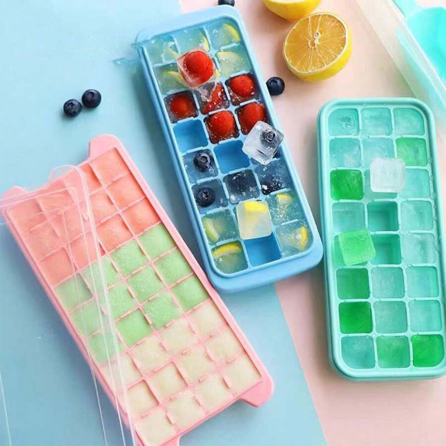 1pc Square 36 Grid Silicone Ice Cube Tray, Creative Jelly Ice Cream Maker Mold For Home Use - Baby Blue - View 1