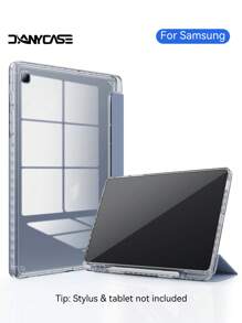 適用於三星Tab S6 Lite 10.4'' P620/P625、Tab S7 Plus 12.4''、Tab S8 Plus 12.4''的保護殼，多角度支架透明背面平板電腦薄套，支援自動睡眠喚醒功能 - 紫色 - 查看 2