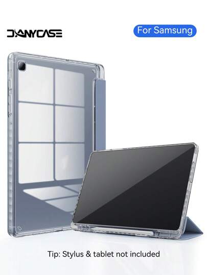 適用於三星Tab S6 Lite 10.4'' P620/P625、Tab S7 Plus 12.4''、Tab S8 Plus 12.4''的保護殼，多角度支架透明背面平板電腦薄套，支援自動睡眠喚醒功能