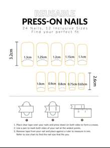 黑色按压式长款假指甲方形全覆盖纯色假指甲适合女士和女孩 24 件美甲用品