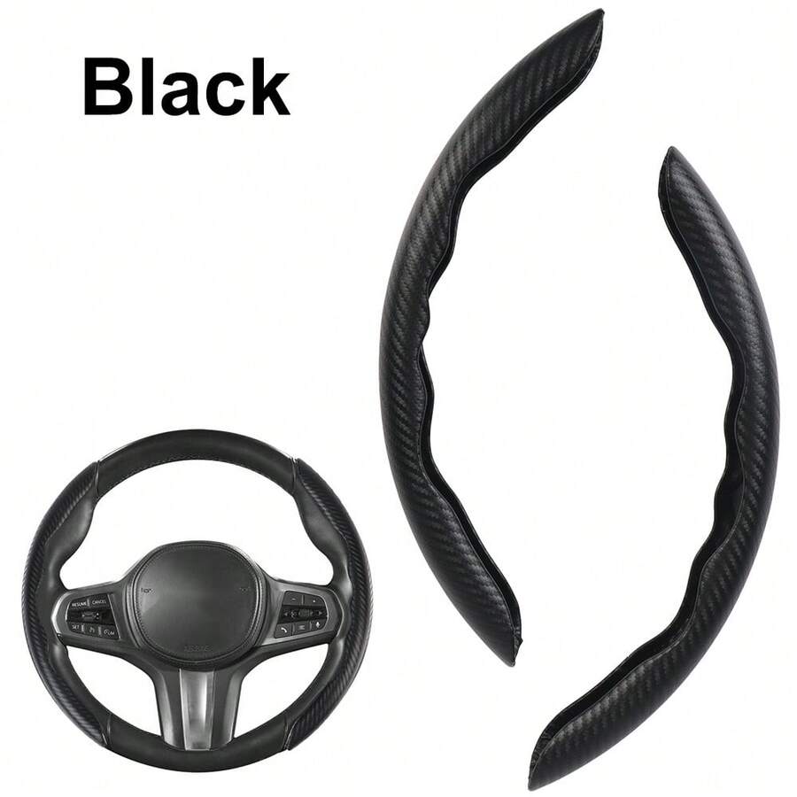 汽車方向盤輔助套超細纖維皮革通用汽車內裝配件 1 對碳纖維外觀